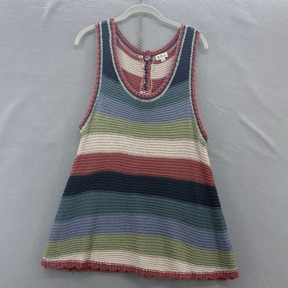 POL‎ Sweater Sleeveless Tank Women’s Sz Large Color Block Stripped, Lightweight